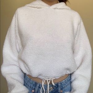 WILD FABLE white teddy cropped hoodie